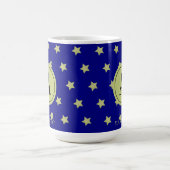 Elegant Gold & Black Star Pattern Monogram コーヒーマグカップ (中央)