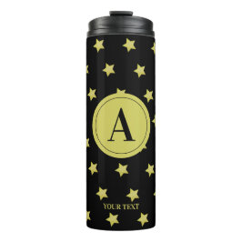 Elegant Gold & Black Star Pattern Monogram タンブラー