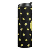 Elegant Gold & Black Star Pattern Monogram タンブラー (回転左)
