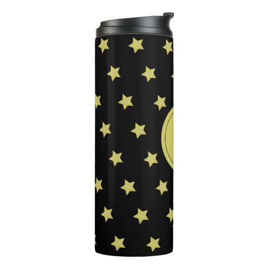 Elegant Gold & Black Star Pattern Monogram タンブラー (回転左)