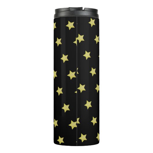 Elegant Gold & Black Star Pattern Monogram タンブラー (裏面)