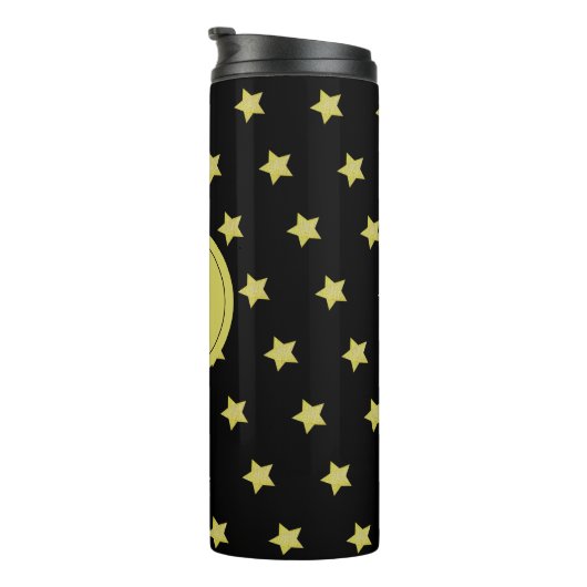 Elegant Gold & Black Star Pattern Monogram タンブラー (回転右)