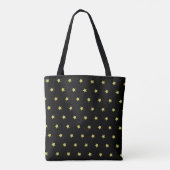 Elegant Gold & Black Star Pattern Monogram トートバッグ (裏面)