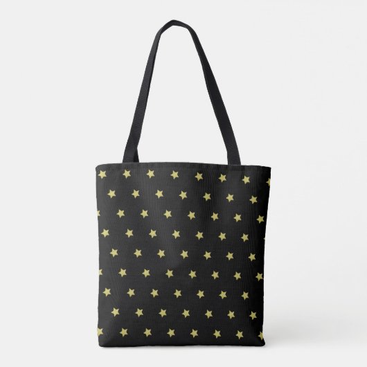 Elegant Gold & Black Star Pattern Monogram トートバッグ (裏面)