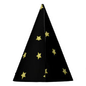 Elegant Gold & Black Star Pattern Monogram パーティーハット (裏面)