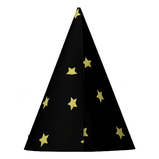 Elegant Gold & Black Star Pattern Monogram パーティーハット (裏面)