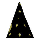 Elegant Gold & Black Star Pattern Monogram パーティーハット (右)