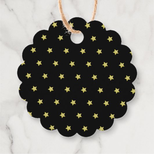 Elegant Gold & Black Star Pattern Monogram フェイバータグ (裏面)