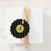 Elegant Gold & Black Star Pattern Monogram フェイバータグ (インサイチュ)