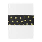 Elegant Gold & Black Star Pattern Monogram 招待状ベリーバンド (裏面例)