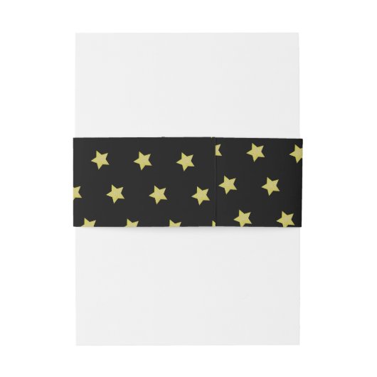 Elegant Gold & Black Star Pattern Monogram 招待状ベリーバンド (裏面例)