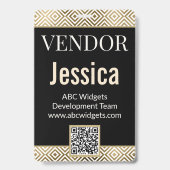 Elegant Gold Black Vendor Convention Name Badge バッジ (正面)