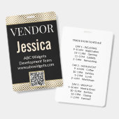Elegant Gold Black Vendor Convention Name Badge バッジ (正面＆裏面)