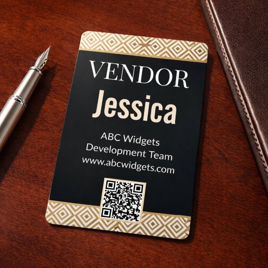 Elegant Gold Black Vendor Convention Name Badge バッジ