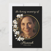 Elegant Gold Black White Magnolia Funeral Service 招待状 (裏面)