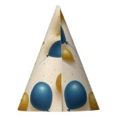​Elegant Gold & Blue Glitter Balloons Birthday パーティーハット (裏面)
