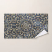 Elegant Gold Blue Mandala Floral バスタオルセット (ハンドタオル)