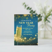 Elegant Gold & Blue New Year's Eve Party ポストカード (スタンド正面)