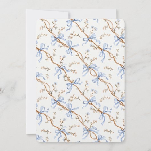 Elegant Gold Blue Ribbons Wedding 招待状 (裏面)