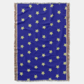 Elegant Gold & Blue Star Pattern スローブランケット (正面縦)