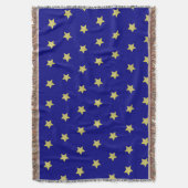 Elegant Gold & Blue Star Pattern  スローブランケット (正面縦)