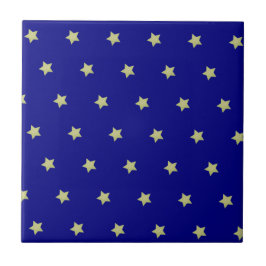 Elegant Gold & Blue Star Pattern  タイル