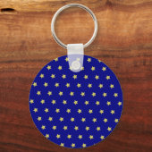 Elegant Gold & Blue Star Pattern Monogram キーホルダー (裏面)