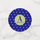 Elegant Gold & Blue Star Pattern Monogram コンフェッティ (スモール正面)