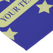 Elegant Gold & Blue Star Pattern Monogram ショートテーブルランナー (コーナー)