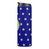 Elegant Gold & Blue Star Pattern Monogram タンブラー (回転右)