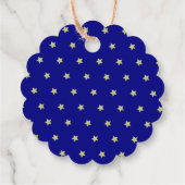 Elegant Gold & Blue Star Pattern Monogram フェイバータグ (裏面)