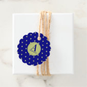 Elegant Gold & Blue Star Pattern Monogram フェイバータグ (インサイチュ)