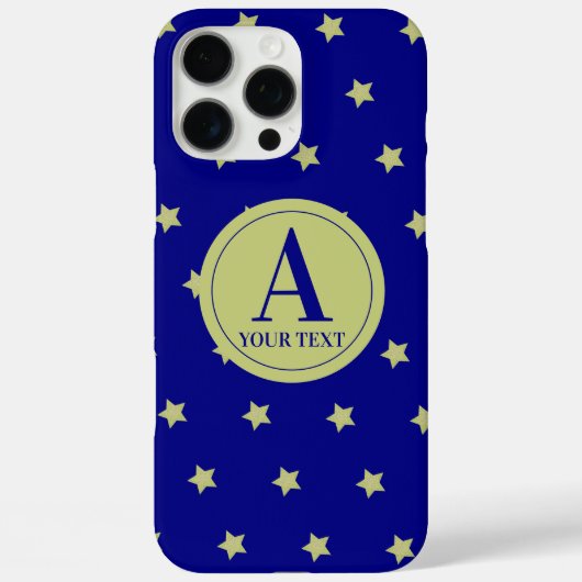 Elegant Gold & Blue Star Pattern Monogram Case-Mate iPhoneケース (裏面)