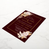 Elegant Gold Blush Flowers Pampas Grass Wedding 箔招待状 (回転した状態)