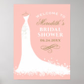 Elegant Gold Blush Gown Bridal Shower Welcome ポスター (正面)