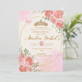 Elegant Gold & Blush Quinceañera Invitation 招待状 (スタンド正面)