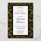 Elegant Gold Border Women's 60th Birthday Gold 箔招待状 (正面)