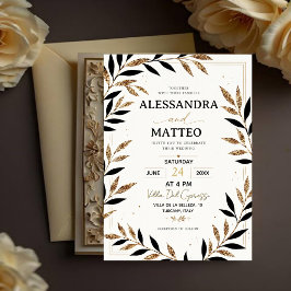 Elegant Gold Botanical Black and Gold FloralLuxury 招待状