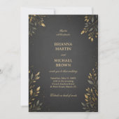 Elegant Gold Botanical Dark 招待状 (正面)
