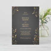 Elegant Gold Botanical Dark 招待状 (スタンド正面)