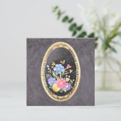 Elegant Gold Botanical Frame & Watercolor Florals シーズンカード (スタンド正面)