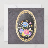 Elegant Gold Botanical Frame & Watercolor Florals シーズンカード (正面)