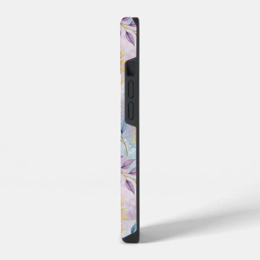 Elegant Gold Botanical Marble Mongram iPhoneケース (左側面)