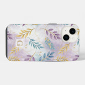 Elegant Gold Botanical Marble Mongram iPhoneケース (裏面横)