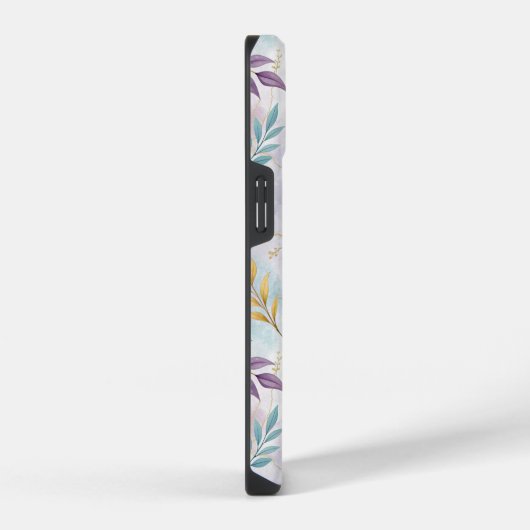 Elegant Gold Botanical Marble Mongram iPhoneケース (右側面)