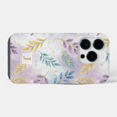 Elegant Gold Botanical Marble Mongram iPhoneケース (裏面横)