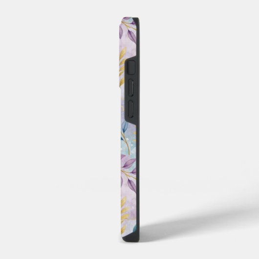 Elegant Gold Botanical Marble Mongram iPhoneケース (左側面)