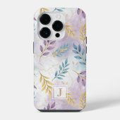 Elegant Gold Botanical Marble Mongram iPhoneケース (裏面)