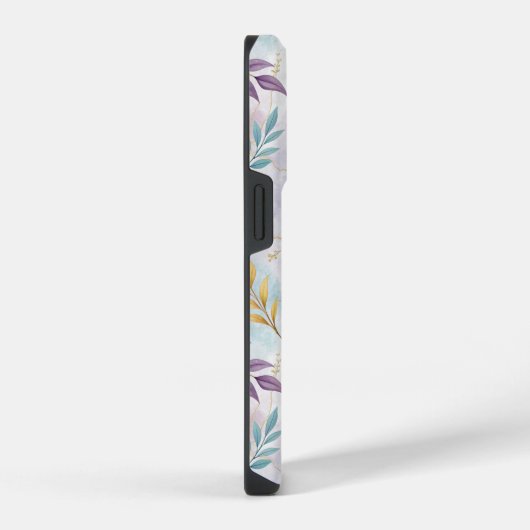 Elegant Gold Botanical Marble Mongram iPhoneケース (右側面)