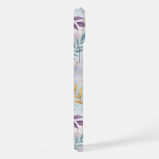 Elegant Gold Botanical Marble Mongram iPhoneケース (右側面)